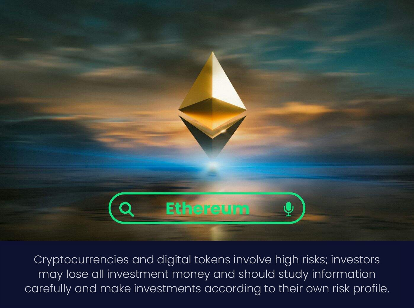 Ethereum symbol yellow and black triangular structure under cloudy sky during sunset-1
